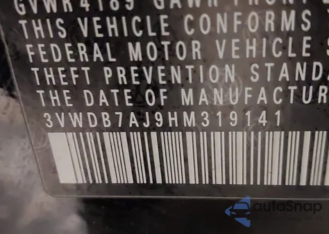 2017 Volkswagen Jetta 1.4T Se z USA, uszkodzony, nr VIN 3VWDB7AJ9HM319141